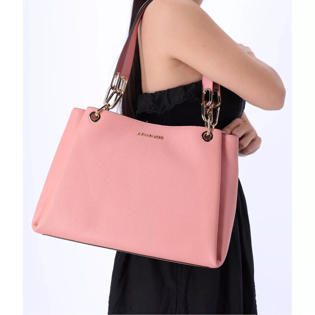 Michael Kors Trisha Large Triple Gusset Compartment Shoulder Tote Primrose Pink